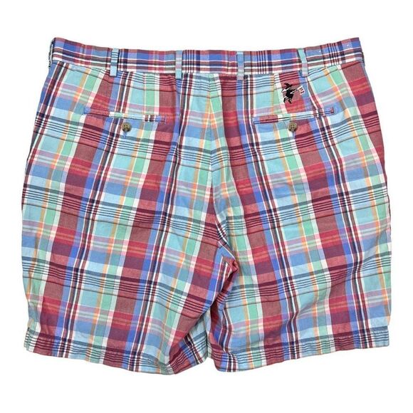 Peter Millar Madras Shorts Men's Size 38 Cape Red Golf Outdoors Plaid Linen - Picture 2 of 9